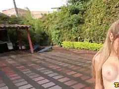 Bigtitted latina trans stroking her firm man rod