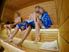 捕まる, チン, オナニー, 公共, サウナ