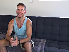 A jock just loves to stroke a big cock while moaning loudly