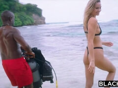 Black, Blonde, Blowjob, Cumshot, Interracial, Natural tits, Outdoor, Tits