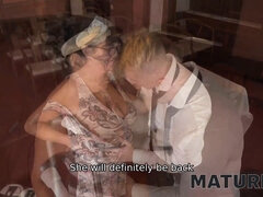 Watch this mature cleaning lady lust for younger men's hard cocks