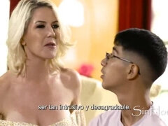 Americano, Tetas grandes, Rubia, Familia, Madres para coger, Hijo, Madrastra, Trio