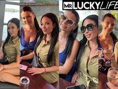 Big tits, Blowjob, Brunette, Busty, Cougar, Pov, Sucking, Threesome