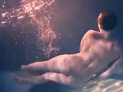 美女, デカ尻, デカパイ, フェティッシュ, ポルノスター, 一人, オッパイの, 水中
