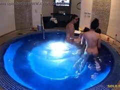 After Christmas Eve, I end up banging my girlfriend in the hot tub while her girlfriends watch