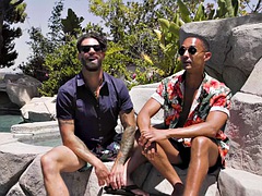 舐める尻, ゲイ, 異人種間, ラティーナ, 筋肉, アウトドア, 三人