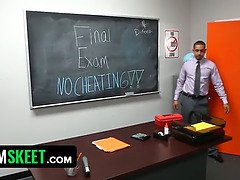 Naughty Nataliemonroe gets her uniform ripped off by her teacher's hard cock