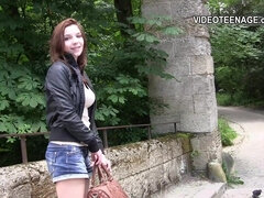 18 year Sandy does her first porn casting - Brunette