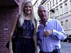 Classy blonde teen fingers her minge