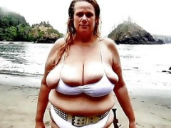 Sizeable tits Adult bbw beauty emerges from the sea