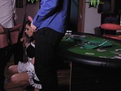 Cum in mouth, Double penetration, Lingerie, Maid, Mmf, Pool, Sucking, Tattoo