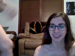 Two stunning girls blow a lucky guy cum on face