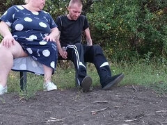 Neighbour MILF Jerks My Dick in Park Until I Cum