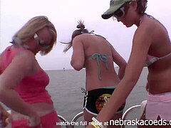 four girls boating and showcasing around south padre island on my