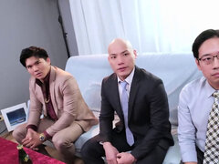 Asiatisch, Tussi, Blasen, Braunhaarige, Chinesisch, Pornostars, Flotter dreier