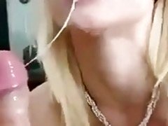 Amateur, Blonde, Sucer une bite, Éjaculer dans la bouche, Tir de sperme, Faciale, Avaler