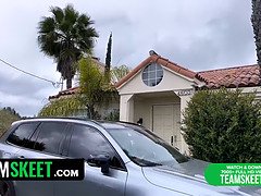Stepdad dominates stepdaughter with rough anal & creampie