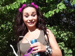 POV sex with bitch Crystal Rush in nature