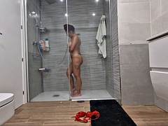 Beauté, Gros seins, Sucer une bite, Fille latino, Rousse roux, Douche, Étudiant, Adolescente