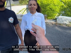 Una Fairy flaunts her tits and pussy in public & cuckolds her man