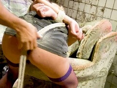 Blindfolded Chloe Conrad enjoys intense anonymous sex while bound