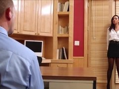 Hotwife Tiffany Brookes gets pounded over an office desk by her hubby's friend
