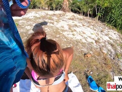 18 jahre, Leie, Asiatisch, Blasen, Schwanz, Im freien, Dürr, Titten