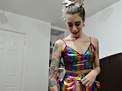 Rubia, Vestido, Peludo, Masturbación