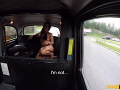 Busty Brunette Aussie BodyBuilder With Big Fake Tits Fucked in Taxi Cab - Muscled Australian Aubrey Black