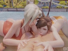 Mercy and Tracer Naughty Summer Foursome Adventure!
