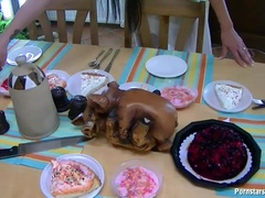 Bekleidet, Schmutzig, Nahrung, Brille, Selbstgemacht, Party, Satin, Swingers