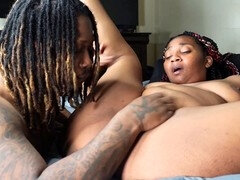 Clit rubbing, big black cock, plumper