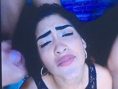 18, Blowjob, Brunette, Bukkake, Cum in mouth, Cumshot, Facial, Handjob