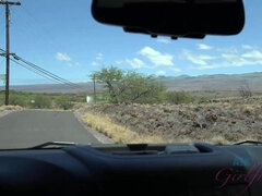 Enthousiasteling, Strand, Blond, Auto, Gezichtspunt, Openbaar, Kut duiken, Tieten likken