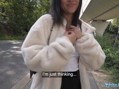 Petite British Brunette Sucks and Fucks after Nearly Getting Run Over by a Runaway Taxi