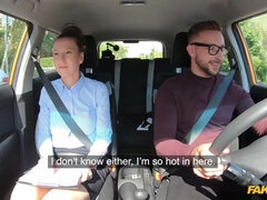 フェラチオ, 巨乳な, 車, オマンコ, 生徒