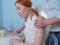 Red-haired student Kira Roller banged by her tutor in the ass