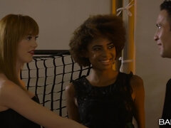 Asiatisch, Tussi, Blondine, Blasen, Schwarz, Europäisch, Muschi, Rotschopf