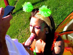 デカパイ, 茶髪の, 異人種間, タトゥー