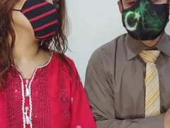 Hot Desi Boss Wife Cheats with Step Son - Faryal Moans Hard in Homemade Office Sex