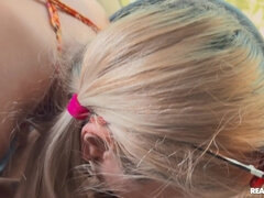 Chloe Surreal is sucking black dick in the car