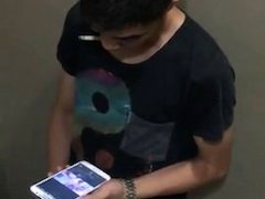 Amateur, Asian, Bathroom, Caught, Gay, Handjob, Masturbation