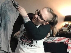 Chambre à dormir, Lunettes, Maman, Nue