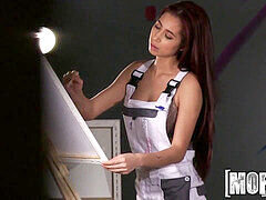 Enthousiasteling, Aziatisch, Pijpbeurt, Indisch, Klein, Mager, Kousen, Tiener