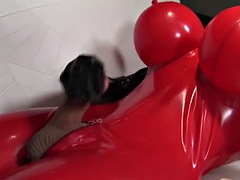 Tussi, Braunhaarige, Latex, Masturbation, Transfrau