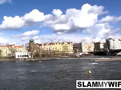 Blonde slut takes a huge black dick in her ass