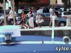 アナル, 露出狂, レズビアン, 公共, ペニスバンド