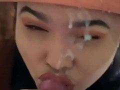 Amateur, Petit ami, Couple, Tir de sperme, Queue, Faciale, Argent, Orgasme