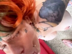 Amateur, Cul à la bouche, Chambre à dormir, Gros cul, Sucer une bite, Couple, Jarretelles, Tatouage