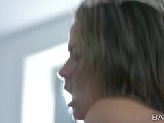 美女, デカチン, 茶髪の, バック, エロティック, ヨーロピアン, 彼女, ストッキング